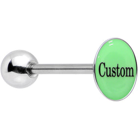 Custom Glow in the Dark Logo Stainless Steel Barbell Tongue Ring