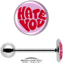 Retro Text Hate You Barbell Tongue Ring by Onyx O