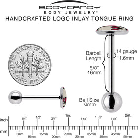 Valentine Heart Skull Barbell Tongue Ring
