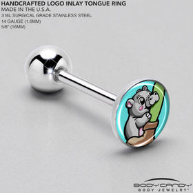 Cute Biting Baby Hippo Barbell Tongue Ring