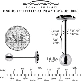 Black and White Kitty Cat Barbell Tongue Ring by Onyx O