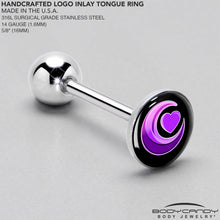 Crescent Moon Heart Barbell Tongue Ring by Onyx O