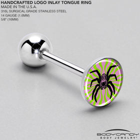 Psychedelic Spider Barbell Tongue Ring by Onyx O