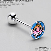 Swimming Pink Pufferfish Barbell Tongue Ring by Onyx O