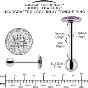 Purple Retro Heart Barbell Tongue Ring by Onyx O