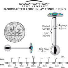 Rainbow Retro Heart Barbell Tongue Ring by Onyx O