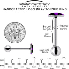 Purple Black Simple Skull Barbell Tongue Ring by Onyx O