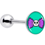 Retro Pixel Skull Barbell Tongue Ring by Onyx O