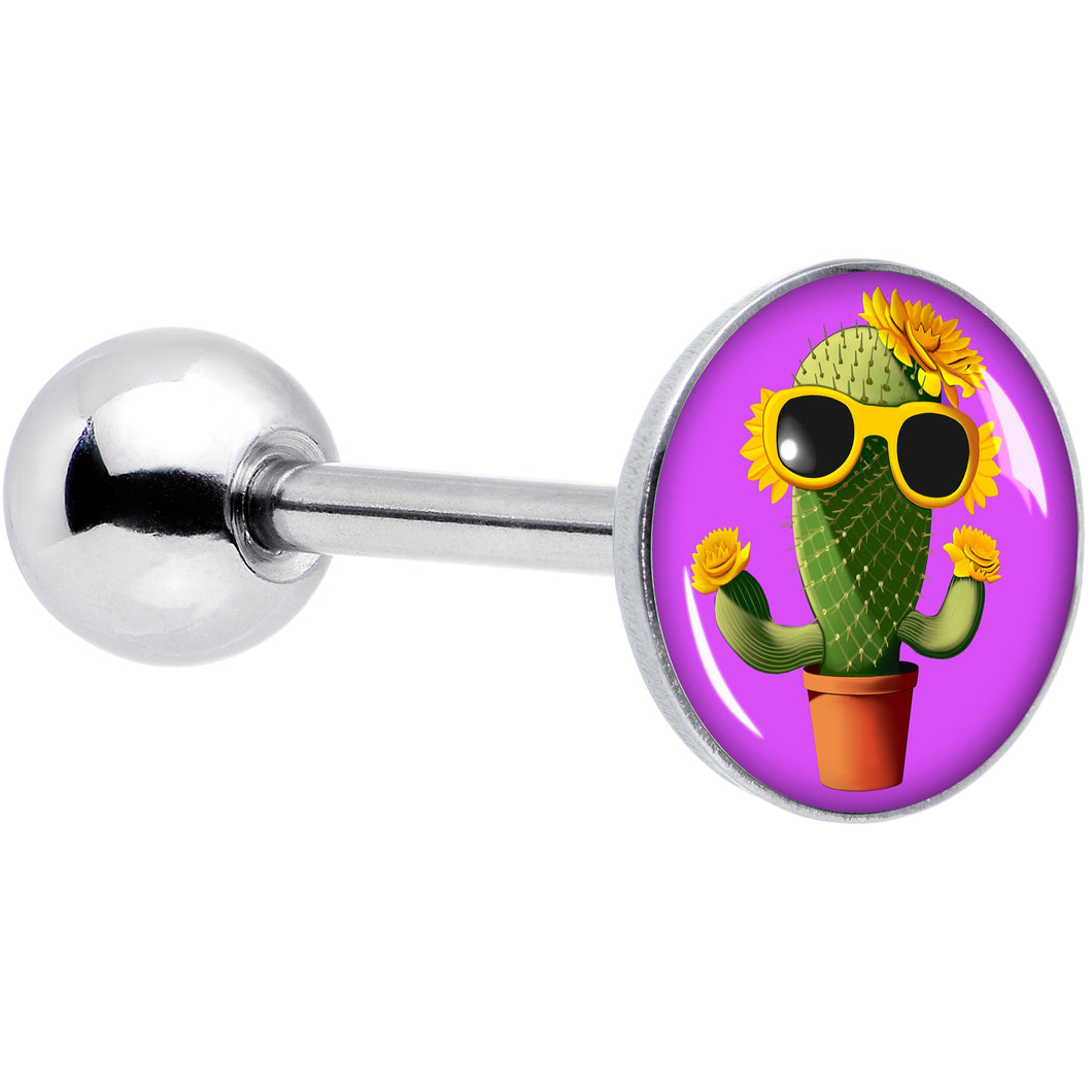 Sunflower Cactus Barbell Tongue Ring by Onyx O