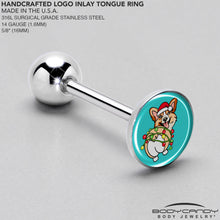 Christmas Holiday Lights Corgi Dog Barbell Tongue Ring by Onyx O