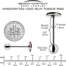Christmas Holiday Dinosaur Barbell Tongue Ring by Onyx O
