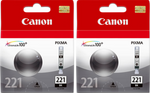 New, Pre-Owned - Canon CLI-221 Black Ink Cartridges- 2 Pack