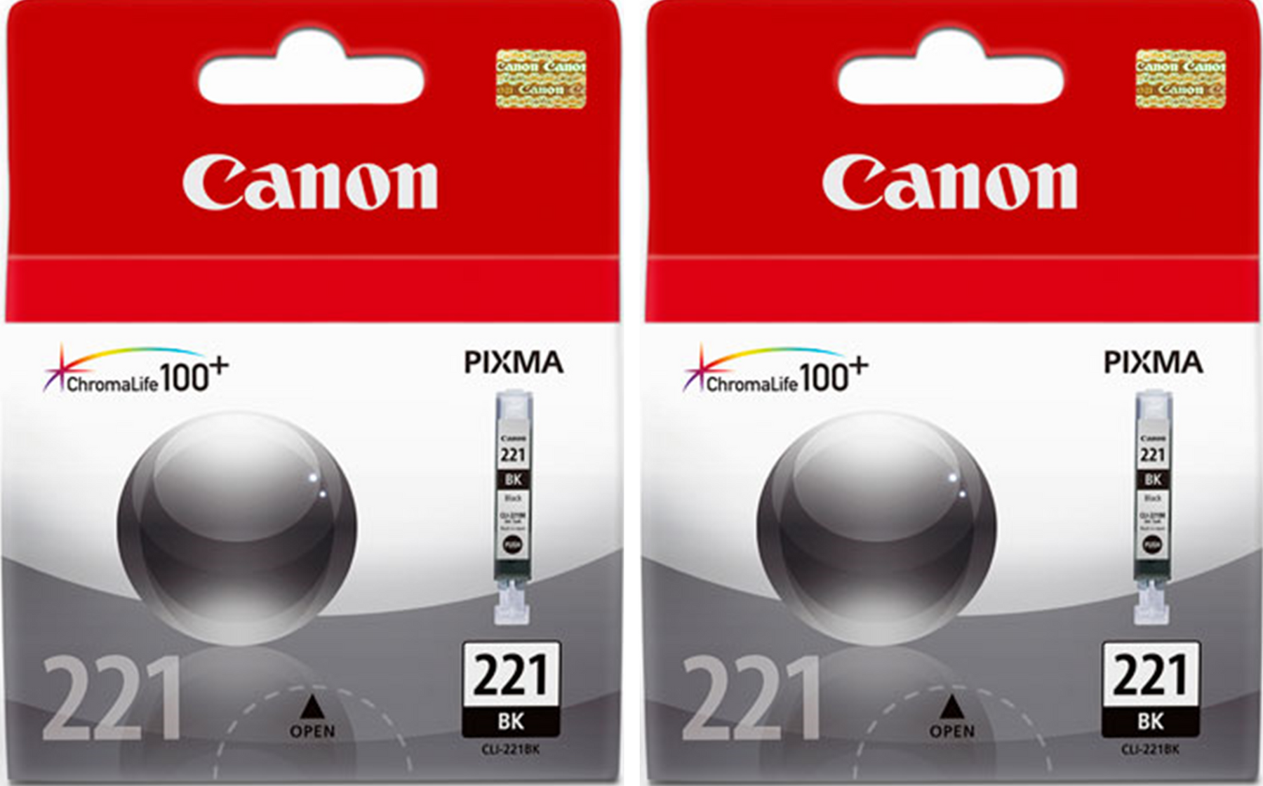 New, Pre-Owned - Canon CLI-221 Black Ink Cartridges- 2 Pack