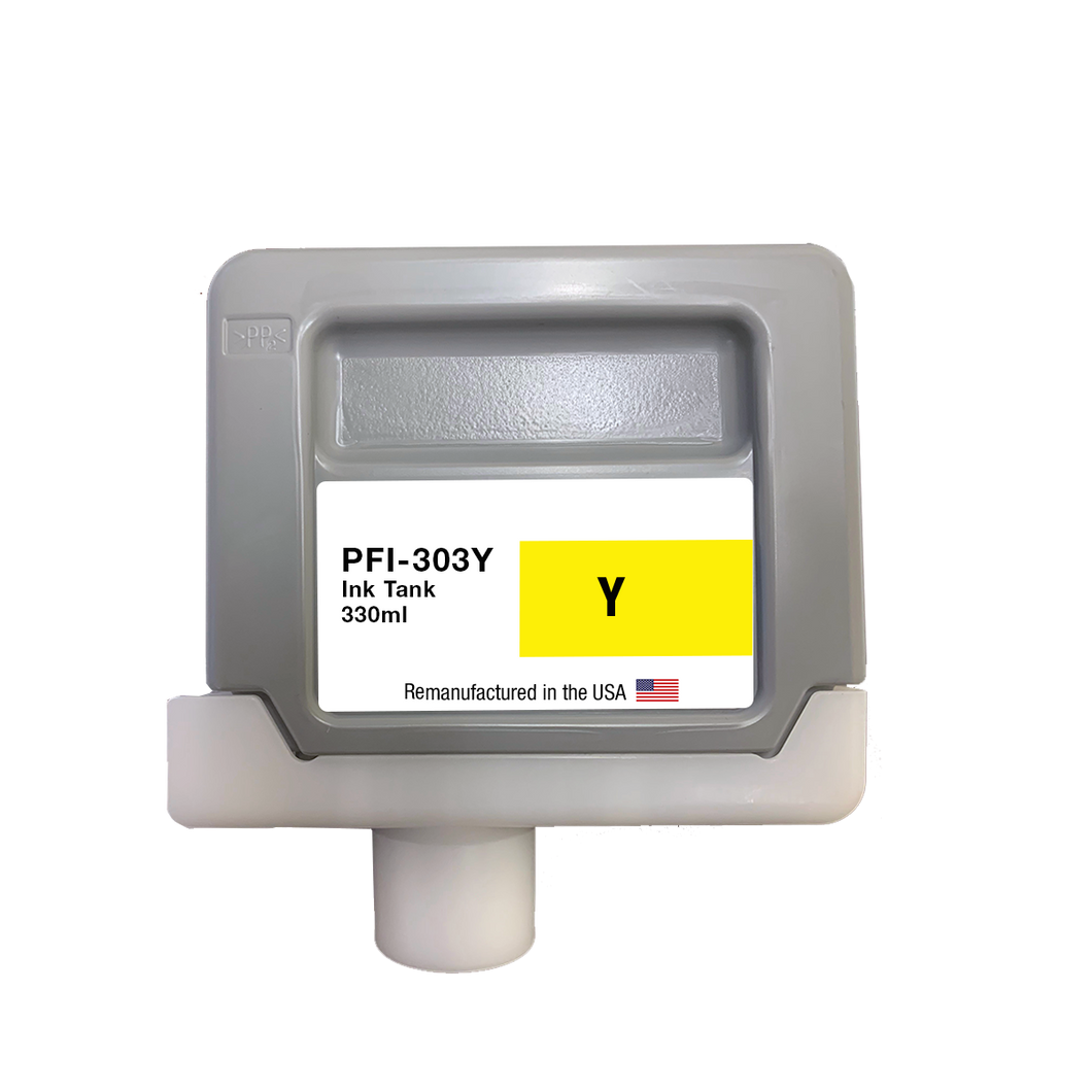 U.S. Remanufactured for Canon PFI-303Y 330ml Yellow Ink Cartridge