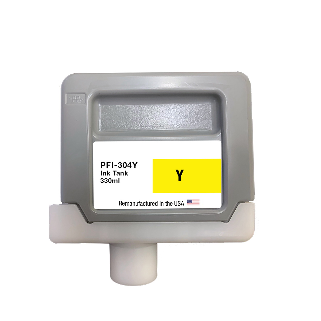 U.S. Remanufactured for Canon PFI-304Y 330ml Yellow Ink Cartridge