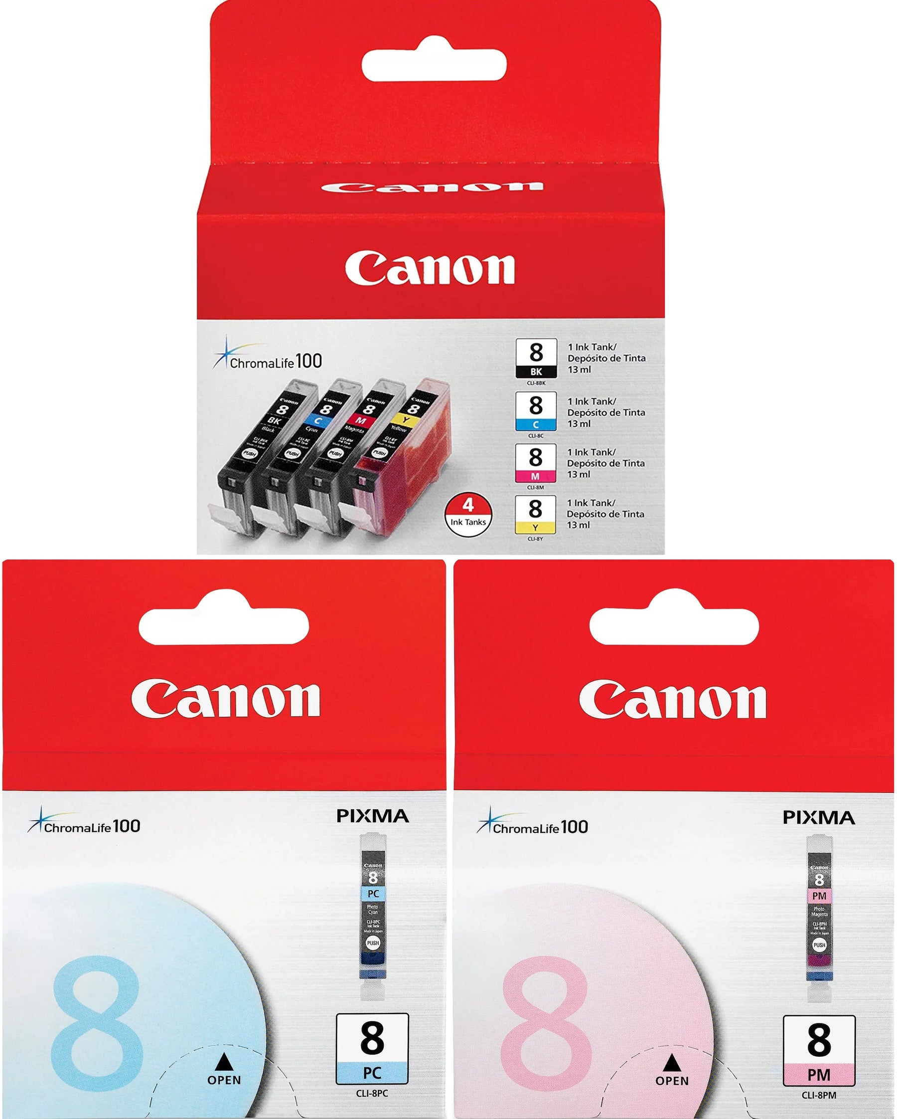New, Pre-Owned - Canon CLI-8 Standard Yield 6 Pack Ink Tanks