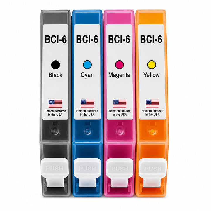 U.S. Remanufactured Ink Cartridges for Canon BCI-6 1-Black / 3-Color 4-Pack