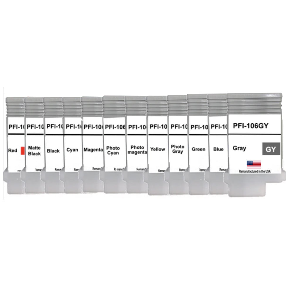 U.S. Remanufactured Ink Cartridges for Canon PFI-106 130mL 12-Pack