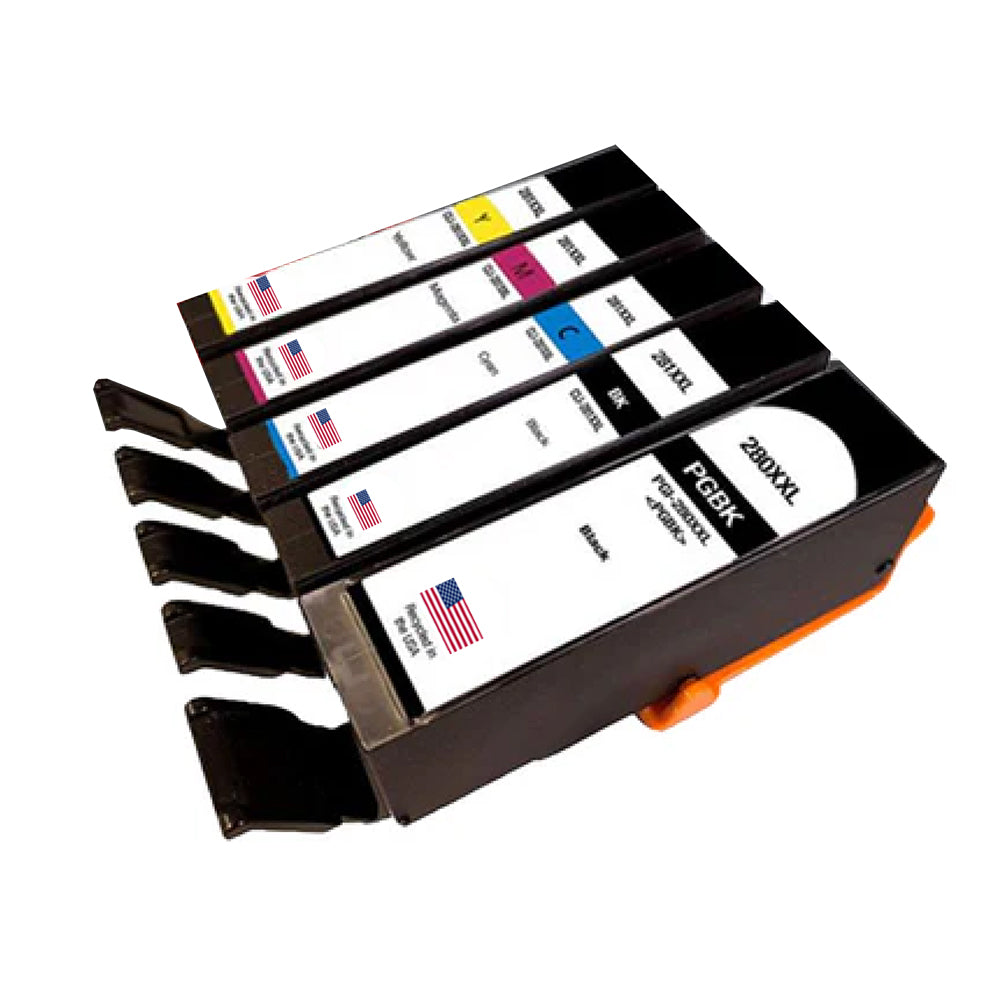 U.S. Remanufactured for Canon PGI-280XXL Black and CLI-281XXL Black, Cyan, Magenta and yellow Ink Cartridges (5Pack)