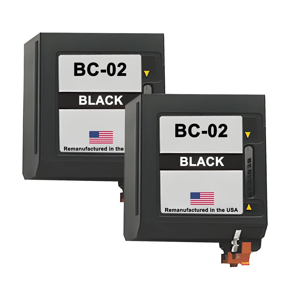 U.S. Remanufactured for Canon BC-02 Black Ink Cartridges Twin Pack