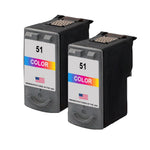 U.S. Remanufactured for Canon CL-51 Color Ink Cartridge Twin Pack