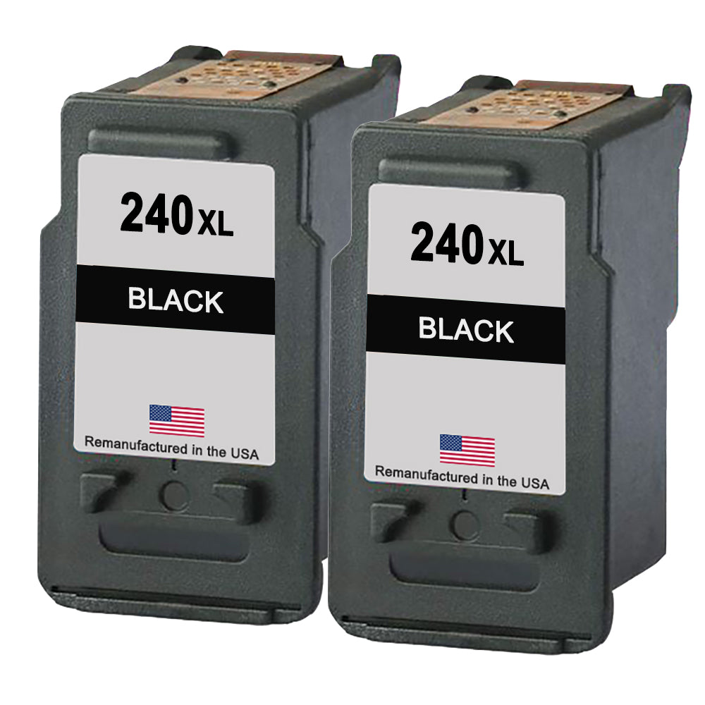 U.S. Remanufactured for Canon PG-240XL Black Twin Pack High Yield Ink Cartridges