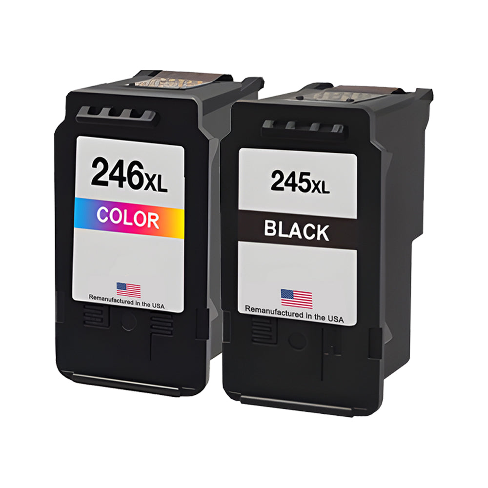 U.S. Remanufactured for Canon PG-245XL Black CL-246XL Color Combo Pack High Yield Ink Cartridges