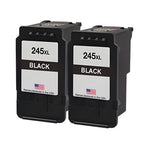 U.S. Remanufactured for Canon PG-245XL Black Twin Pack High Yield Ink Cartridges