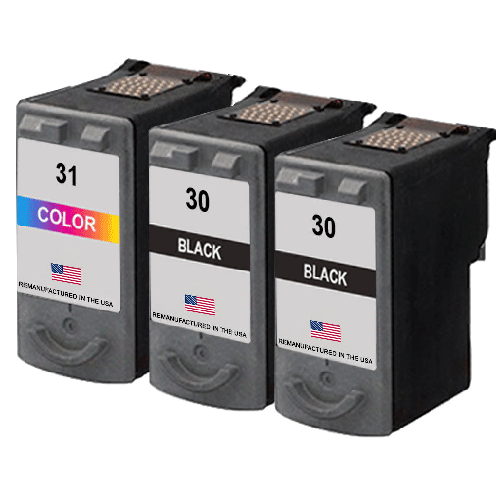 U.S. Remanufactured for Canon PG-30 2 Black / CL-31 1 Color Ink Cartridge 3-Pack