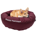 Dog Bed Round Bolster Armor™ 'Happy Pawlidays'