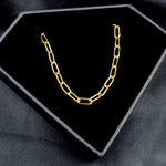 Stainless Steel Gold Tone PVD Paper Clip Link Chain Necklace