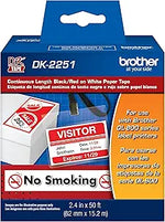 New, Pre-owned, Brother DK-2251 Replacement Labels, Black/Red Label on White Paper Tape