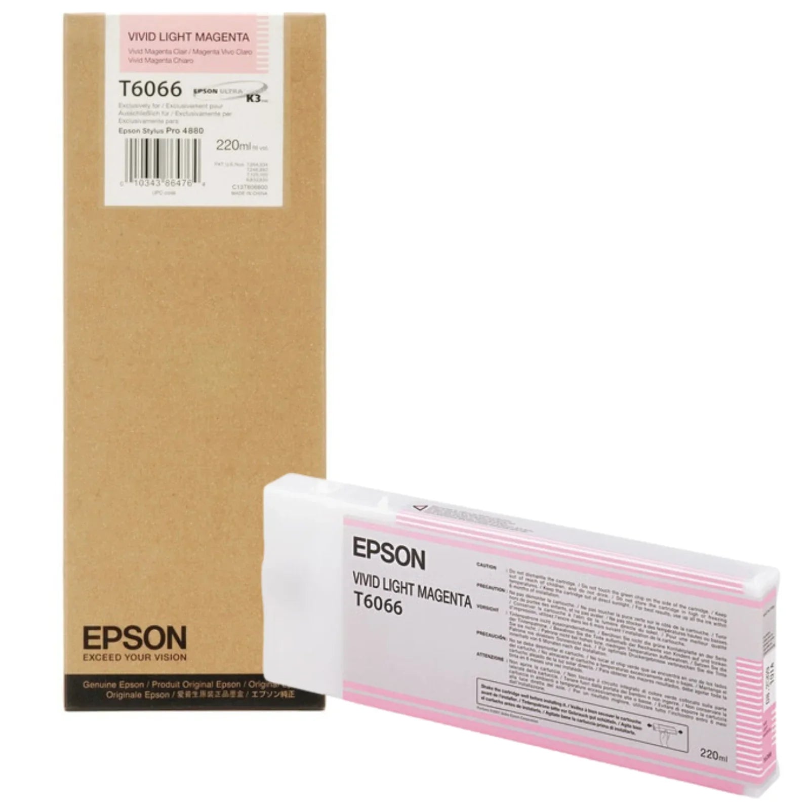 New, Pre-Owned - Epson 220ml UltraChrome K3 Vivid Light Magenta Ink Cartridge, T606600