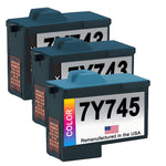 U.S. Remanufactured Ink Cartridges for Dell Series 2 7Y743 2 Black / 7Y745 1 Color 3-Pack