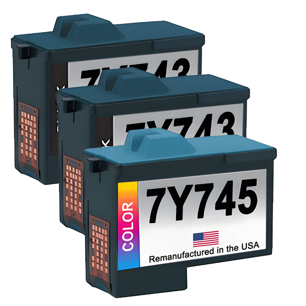 U.S. Remanufactured Ink Cartridges for Dell Series 2 7Y743 2 Black / 7Y745 1 Color 3-Pack