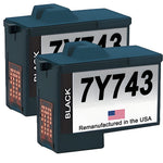 U.S. Remanufactured Ink Cartridges for Dell Series 2 7Y743 Black Twin Pack
