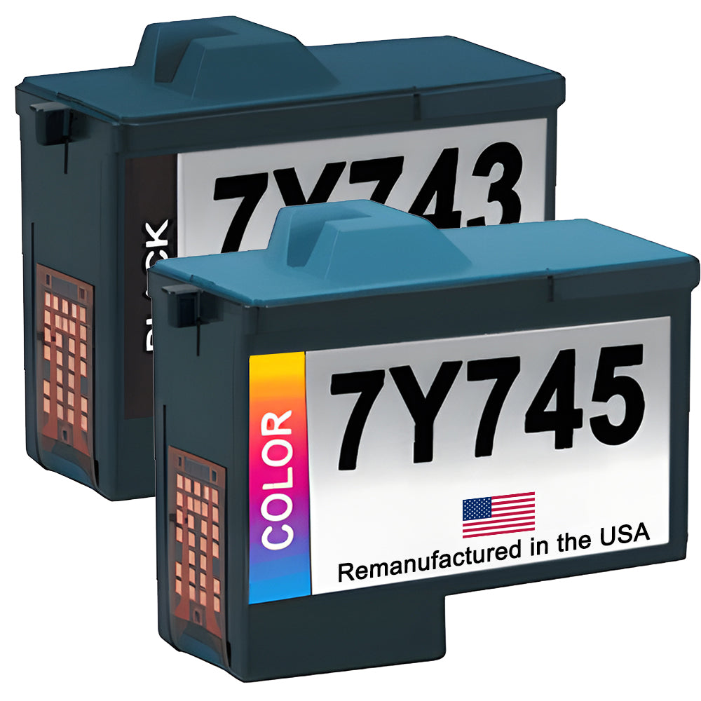 U.S. Remanufactured Ink Cartridges for Dell Series 2 7Y743 Black / 7Y745 Color Combo Pack