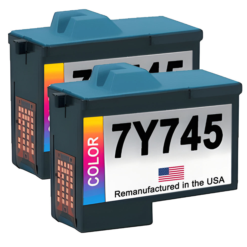 U.S. Remanufactured Ink Cartridges for Dell Series 2 7Y745 Color Twin Pack