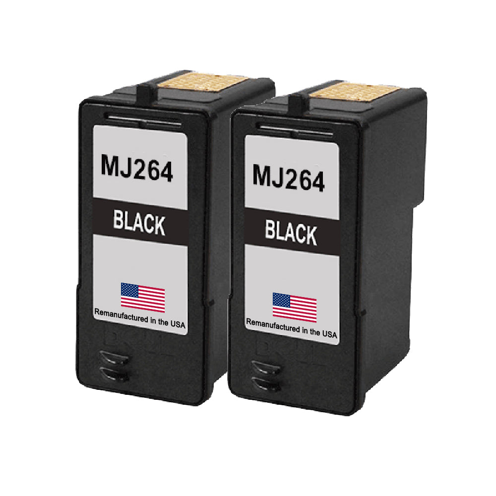 U.S. Remanufactured Ink Cartridges for Dell Series 8 MJ264 Black Twin Pack