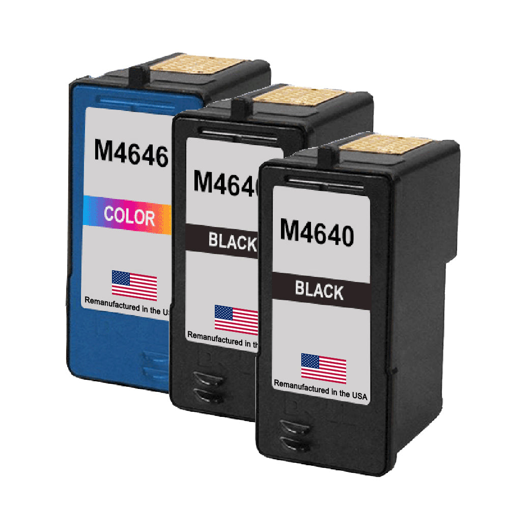 U.S. Remanufactured for Dell Series 5 M4640 2 Black / M4646 1 Color Ink Cartridges 3-Pack