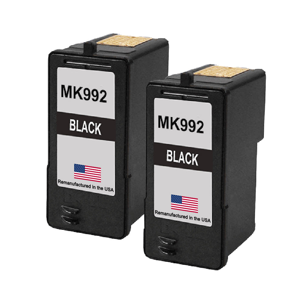 U.S. Remanufactured for Dell Series 9 MK992 Black Ink Cartridges Twin Pack