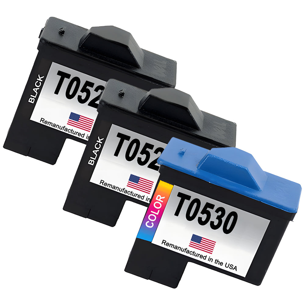 U.S. Remanufactured for Dell Series 1 T0529 2 Black / T0530 1 Color Ink Cartridges 3-Pack