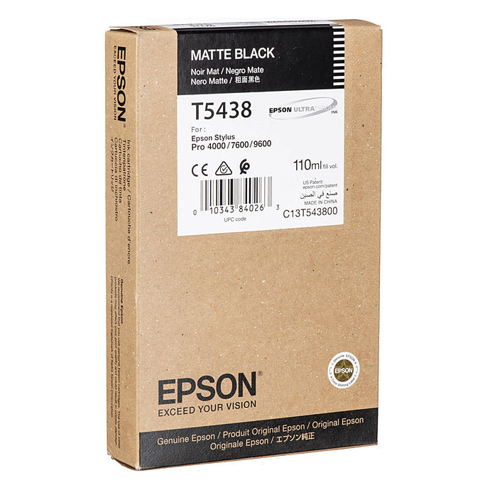 New, Pre-Owned - Epson T543800 110ml Matte Black Ink Cartridge