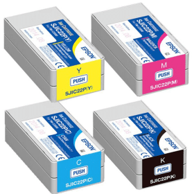 New, Pre-Owned - Epson SJIC22P (C33S02060) New, Pre-Owned - Black & Color Ink Cartridge-4 Pack