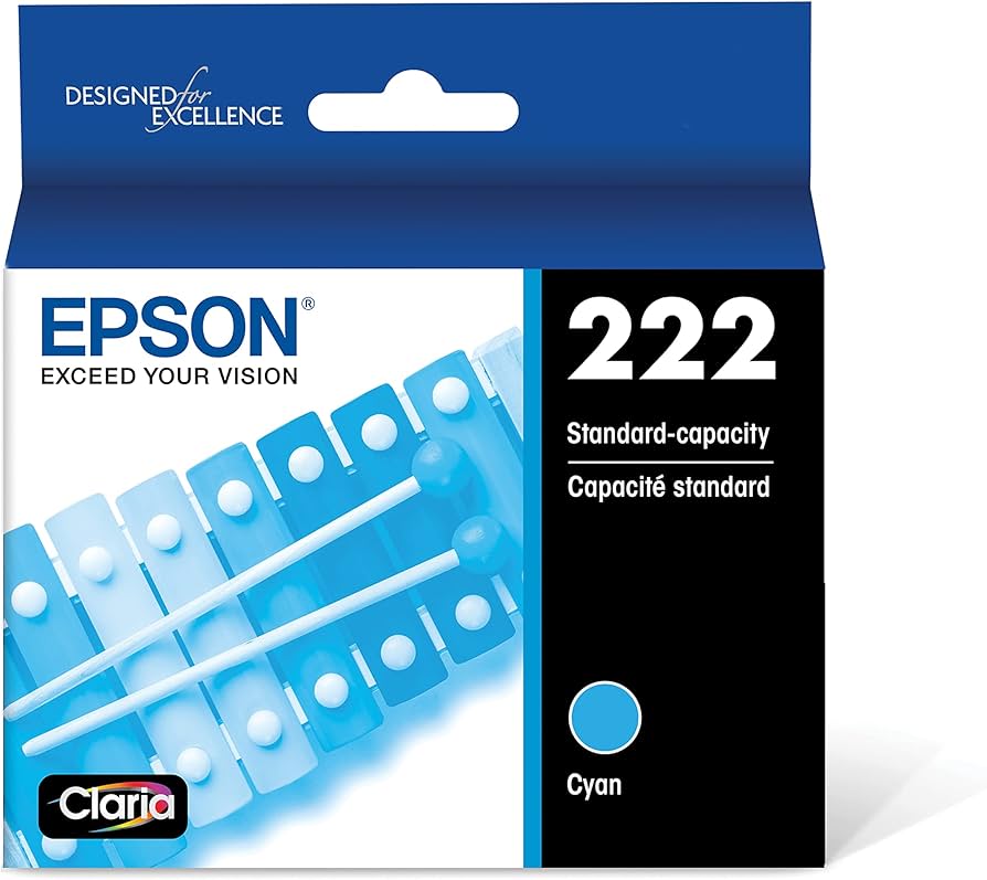 New, Pre-Owned - Epson 222 Cyan Ink Cartridges, T222220-S