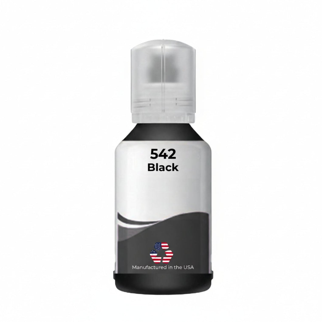 US Remanufactured for Epson 542 (T542120-S) 130 ml Black Ultra High Yield Ink Bottle Made in the USA, T542120-S
