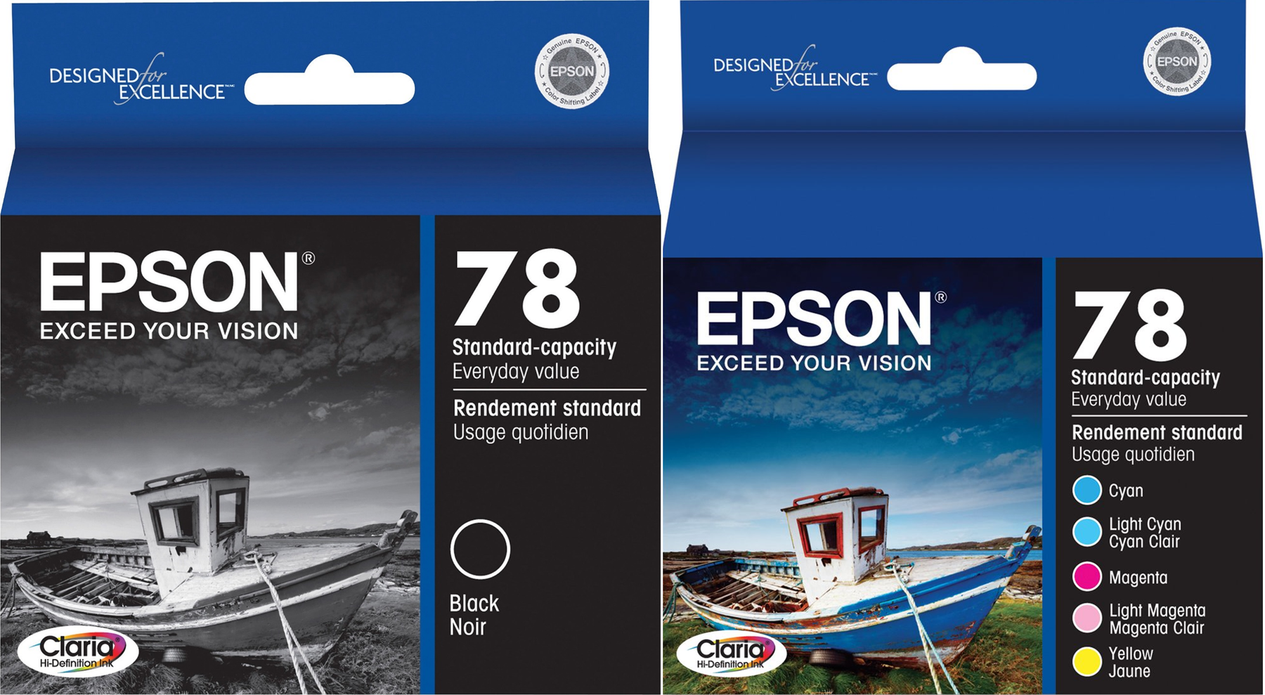 New, Pre-Owned - Epson 78 Claria black, Cyan, Light Cyan, Magenta, Light Magenta, Yellow Ink Cartridges, Pack Of 6, T078920