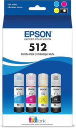 New, Pre-Owned - Epson T512 EcoTank Multi-Color (4-Pack) Ink Bottle, T512520-S