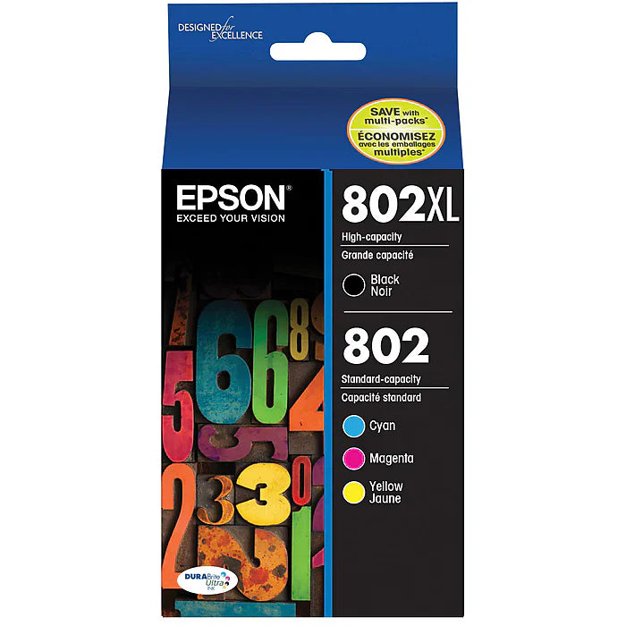 New, Pre-Owned - Epson T802XL/802 Multi-Color (4-Pack) Ink Cartridge