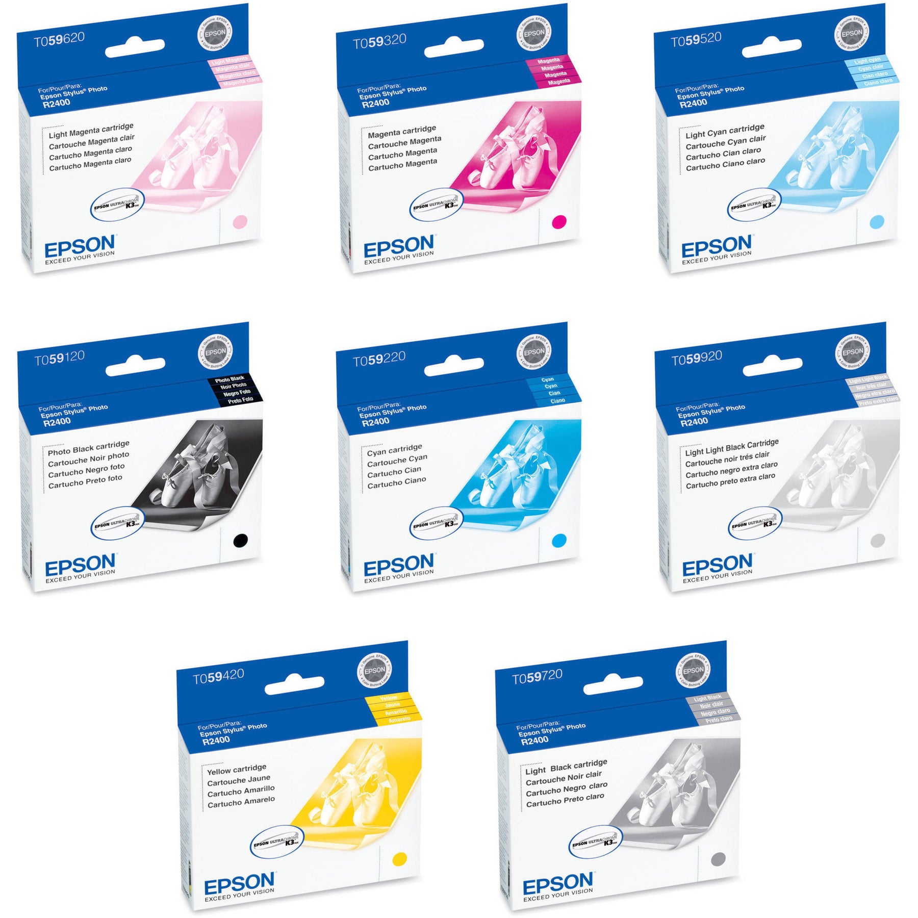 New, Pre-Owned - Original Epson 59 (T059) Black and Color 9pk Ink Cartridges
